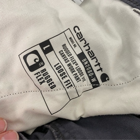 Carhartt Women's Rugged Flex Loose Fit Canvas Work Pant Grey Size 12 Short - Picture 8 of 11
